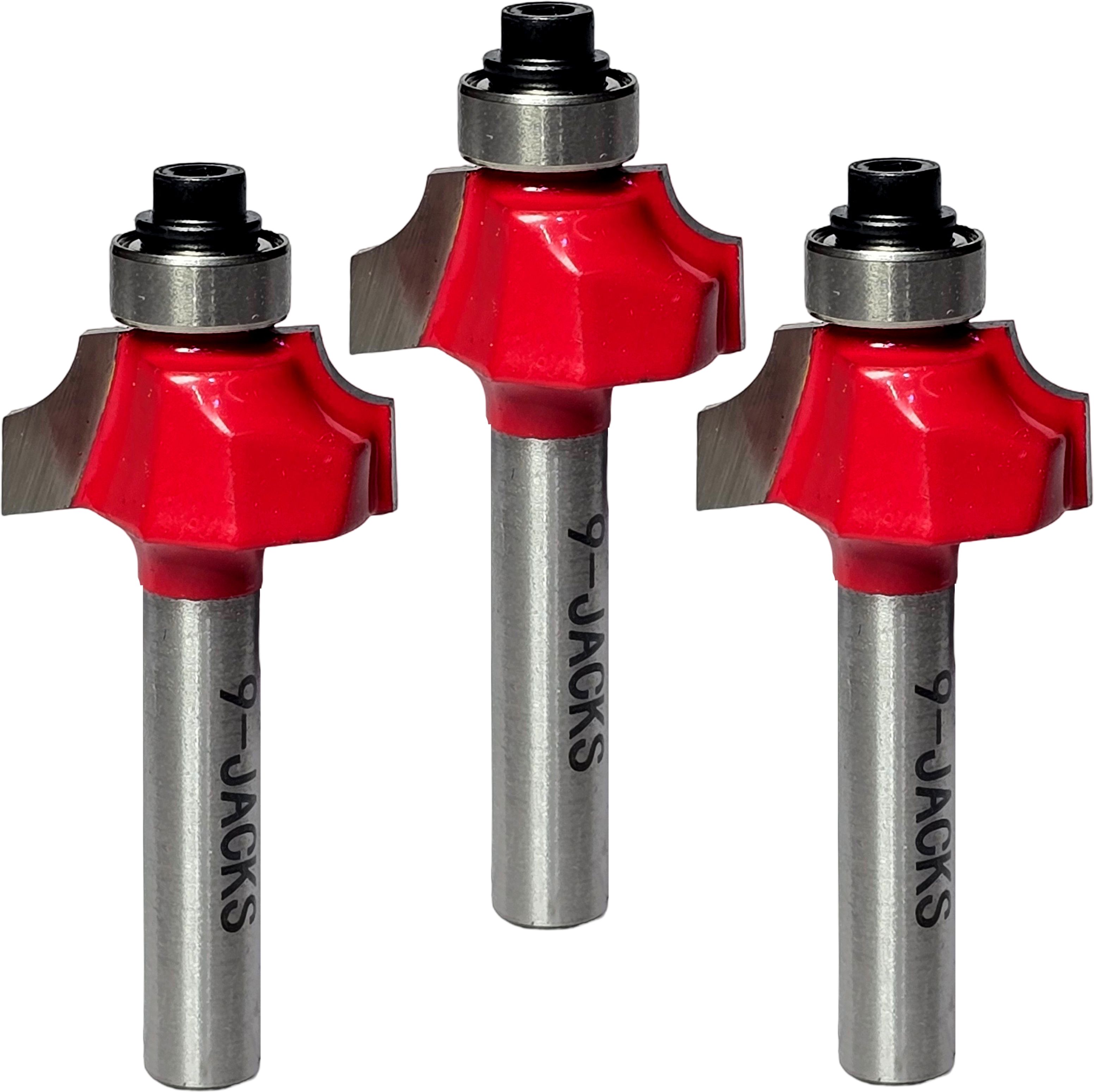 digital craft 3PC Premium Router Bit Set 6.35mm Shank, 21mm Dia Trimmer Bits with Guide Bearings for Edge Trimming, Light Routing, MDF, Hardwood Rotary Bit Set-picture-33