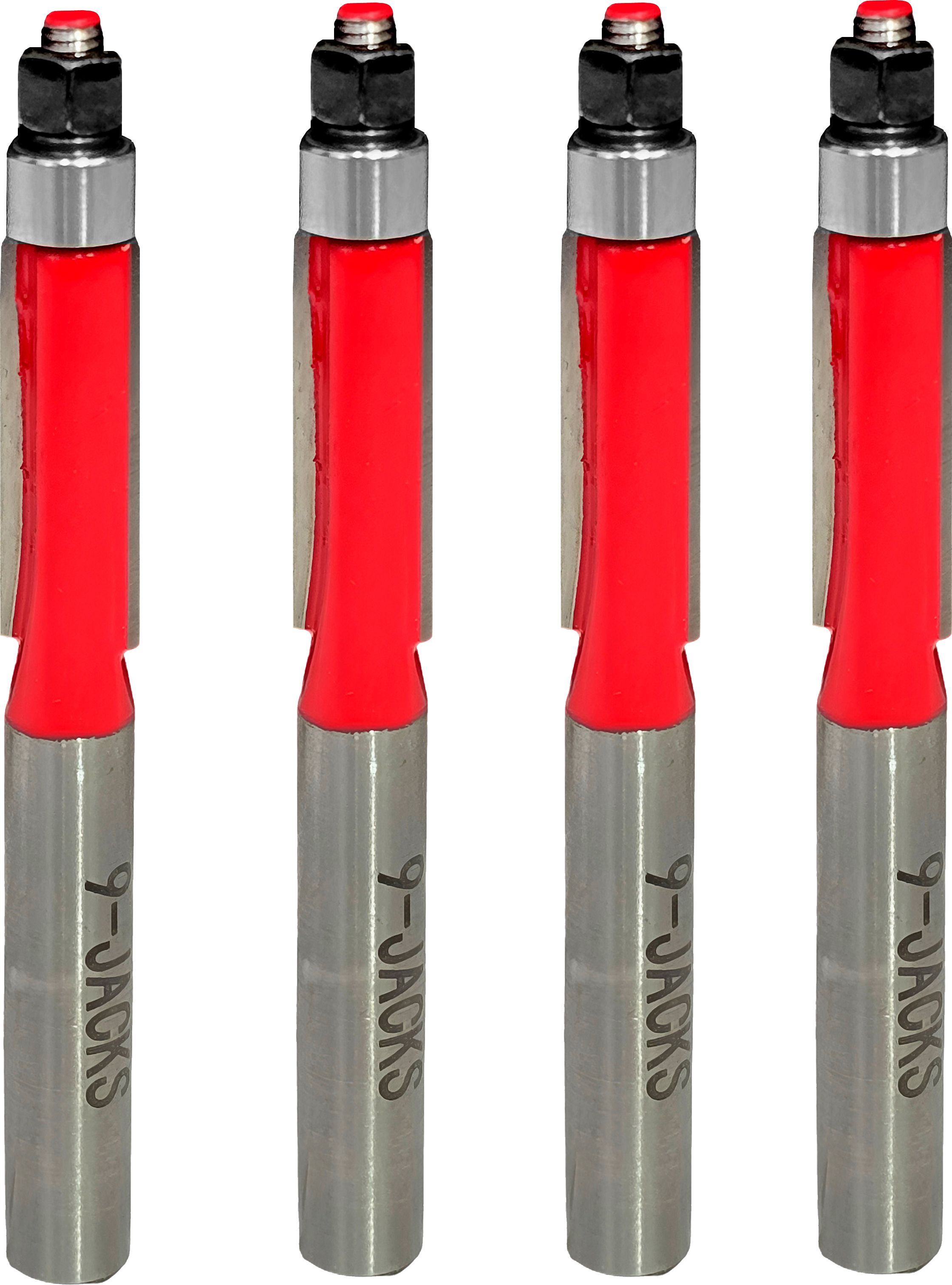 4PC 6.35mm Shank Router Bit Set, 7mm Dia Trimmer Bits with Guide Bearing for Smooth Edge Trimming, Light Routing, MDF, Hardwood, Chipboard Rotary Bit Set-image-8