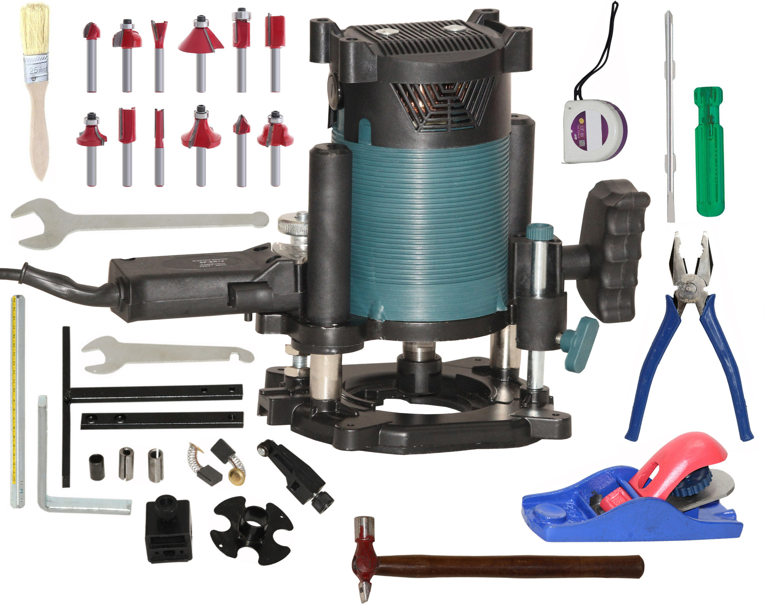 digital craft Multi-function Carving, Trimming, Slotting Machine, Tools ER12 Electric Router Kit with 5 Utility Tools & 5″ Hand Planer Combo Rotary Tool image 1