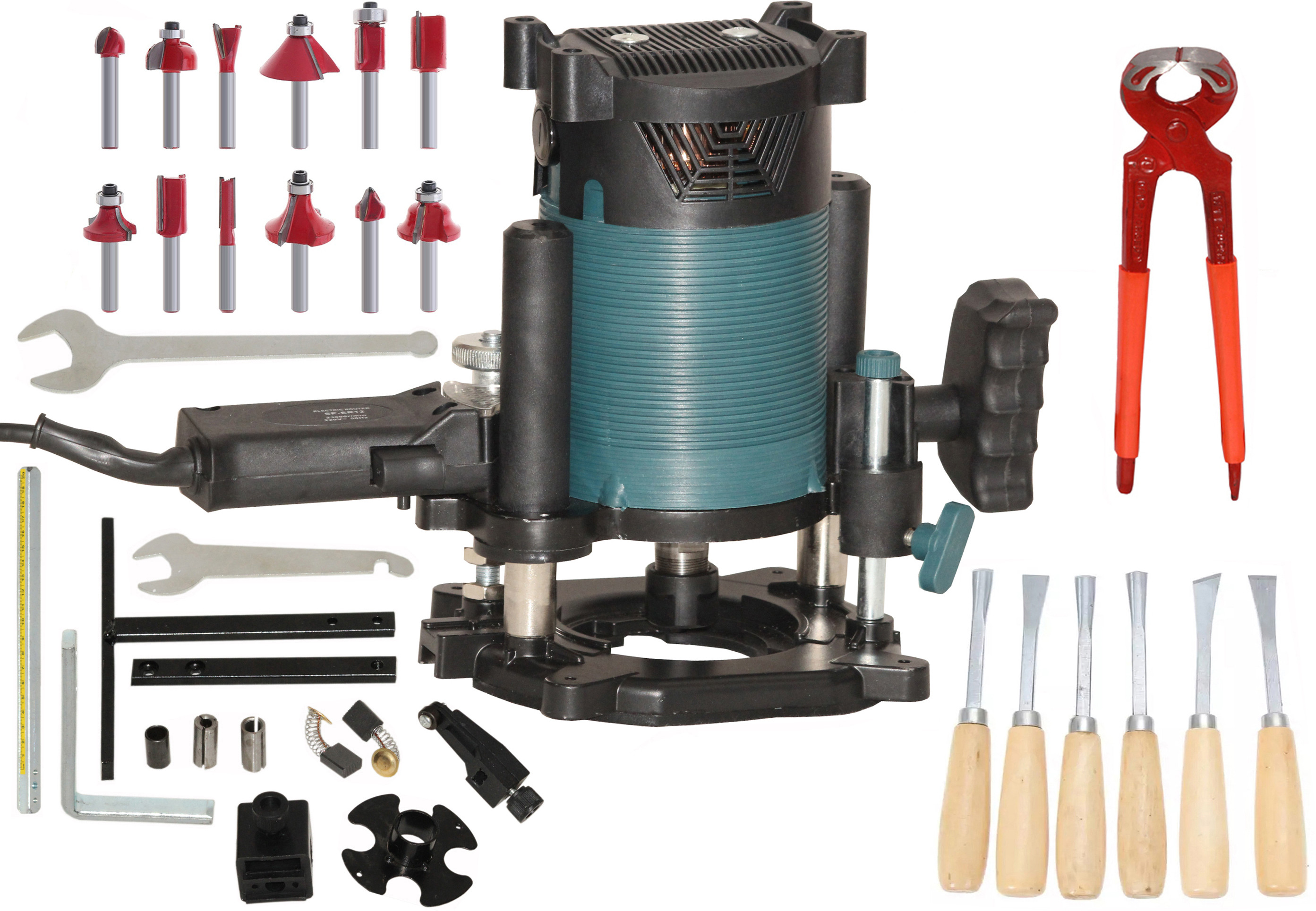 digital craft Multi-function Carving, Trimming, Slotting Machine, Tools ER12 Electric Router with 6‑Pc Chisel Set & 5 Accessory Tools Rotary Tool image 1