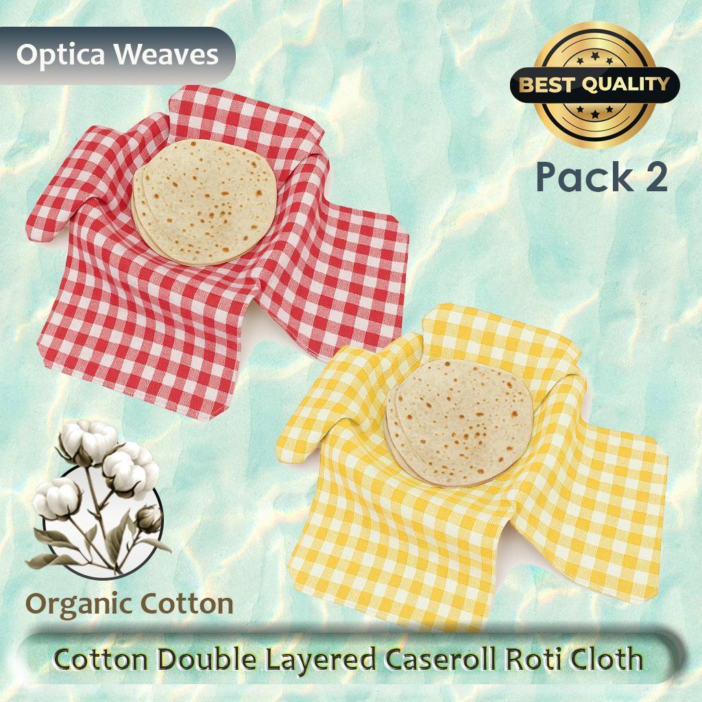 aarnikawrap Cotton Double Layer Roti Clothes Wrap with Flaps, Cotton Cloth for Chapati Checkered Roti Round Flap Cover-picture-16