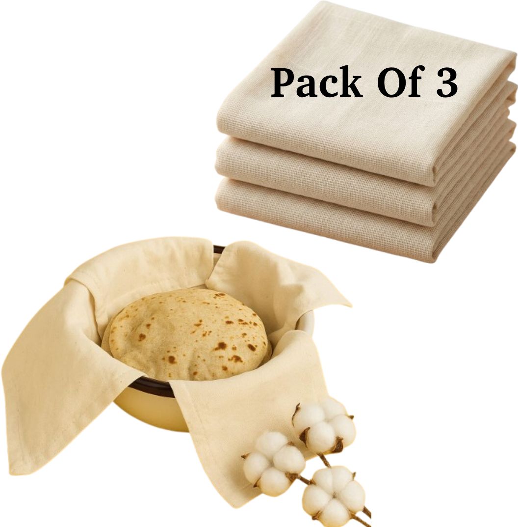akaiah Cotton Double Layer Roti Wrap with Flaps – Pack of 3 (Beige) Solid Roti Square Flap Cover-picture-16