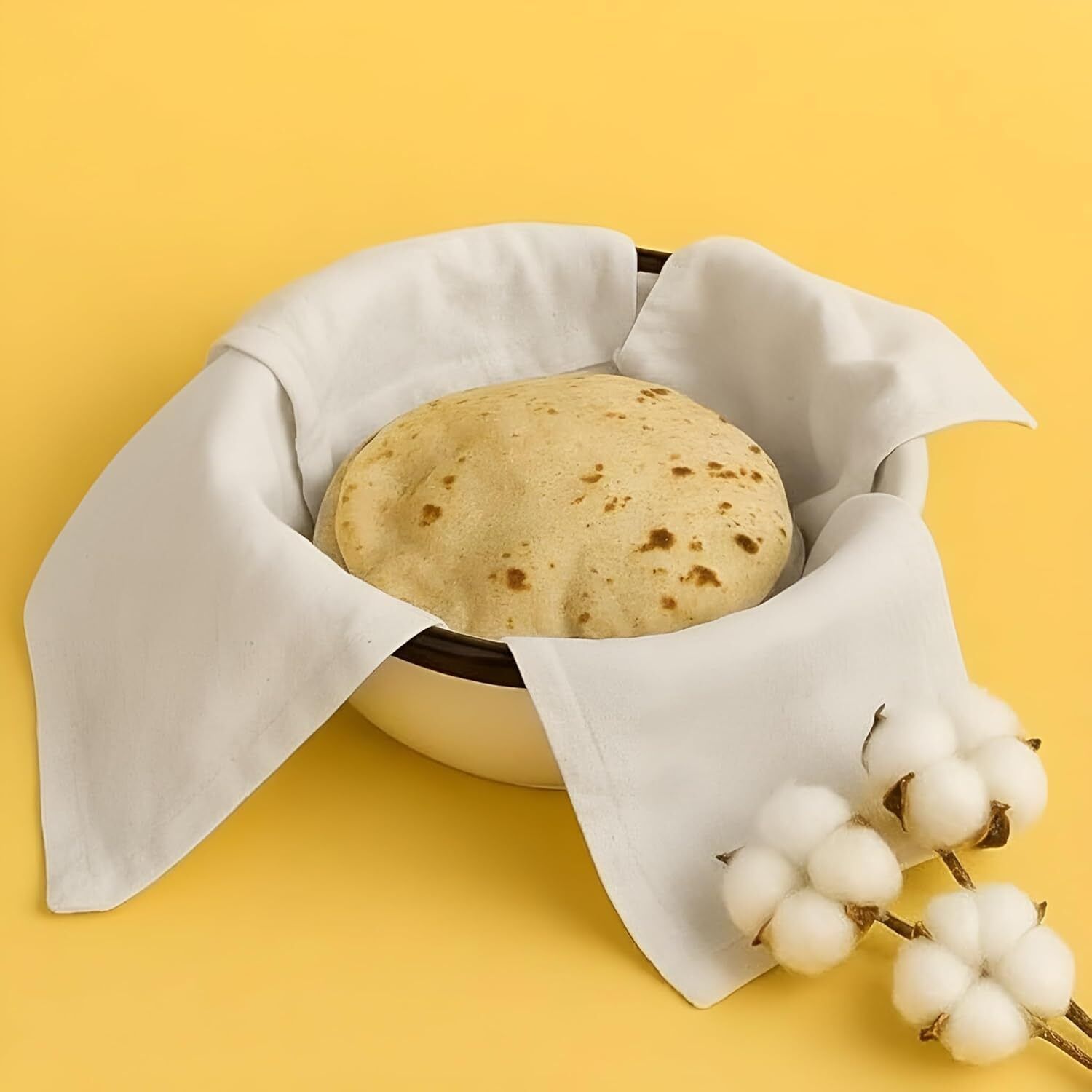 wrapwall Cotton Roti Freshness Cloth for Keeping Chapati, Paratha, Phulka & Puri Soft Solid Roti Square Flap Cover-picture-35