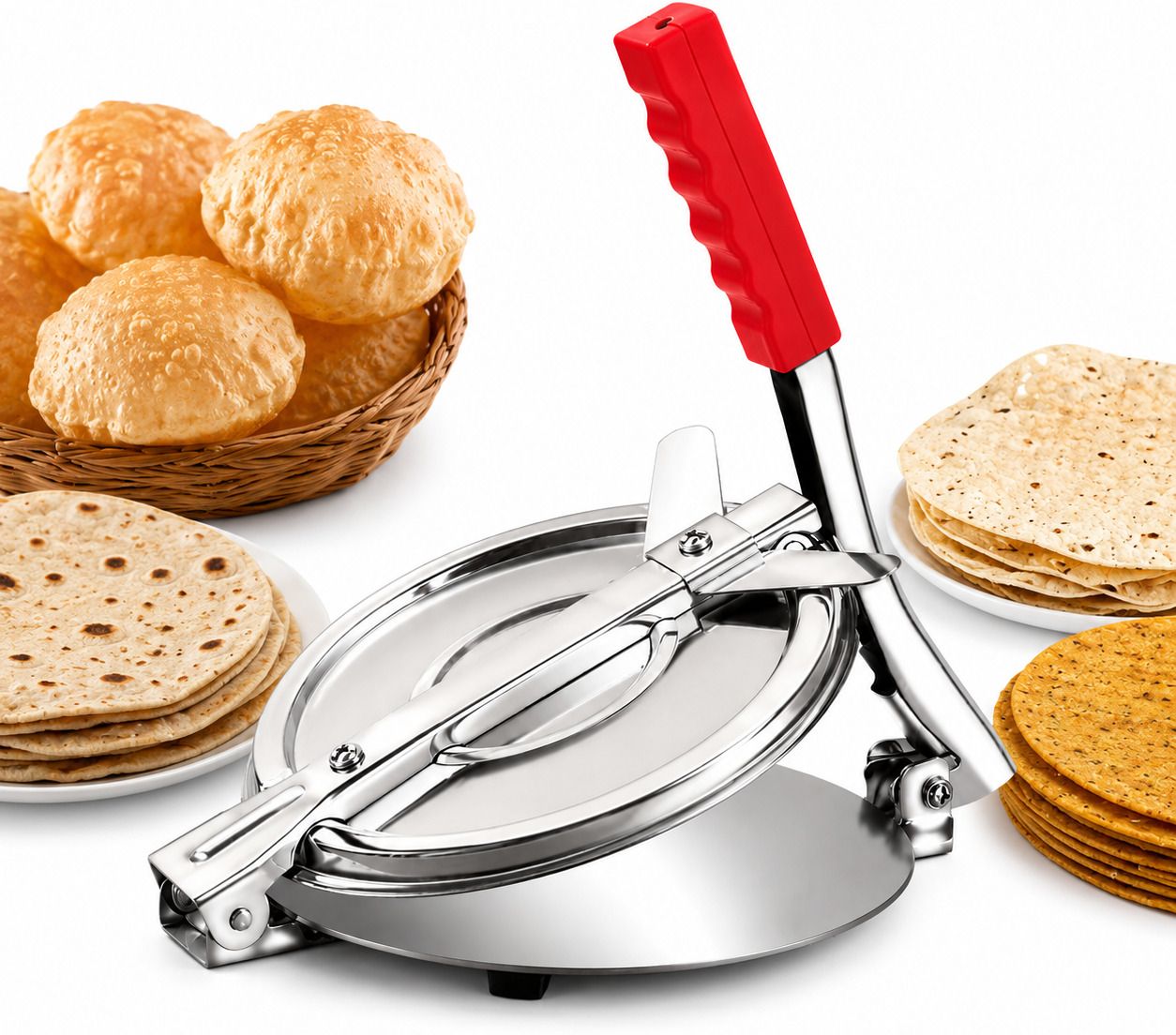 panatara Stainless Steel Puri Press Maker | Dough Press for Roti, Chapati, Paratha Roti and Khakra Maker-picture-22