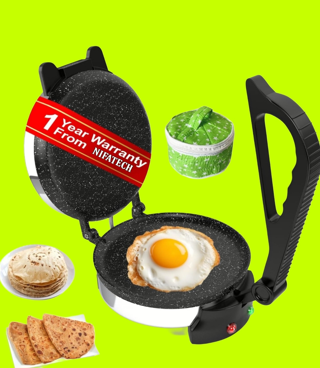 nifa tech ® Electric Automatic Roti Maker Machine with 1100 Watts Roti/Chapati/Paratha RT6 Roti and Khakra Maker image 1