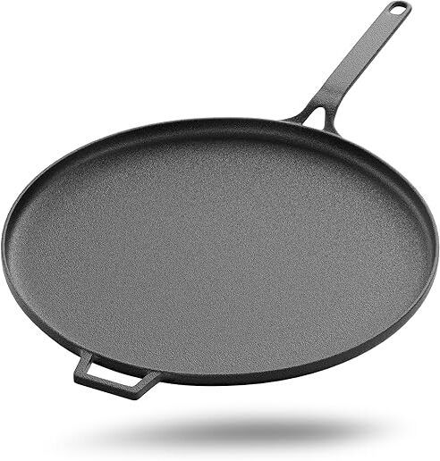 Pre-Seasoned Cast Iron Tawa with Long Handle - 30 cm Roti and Khakra Maker