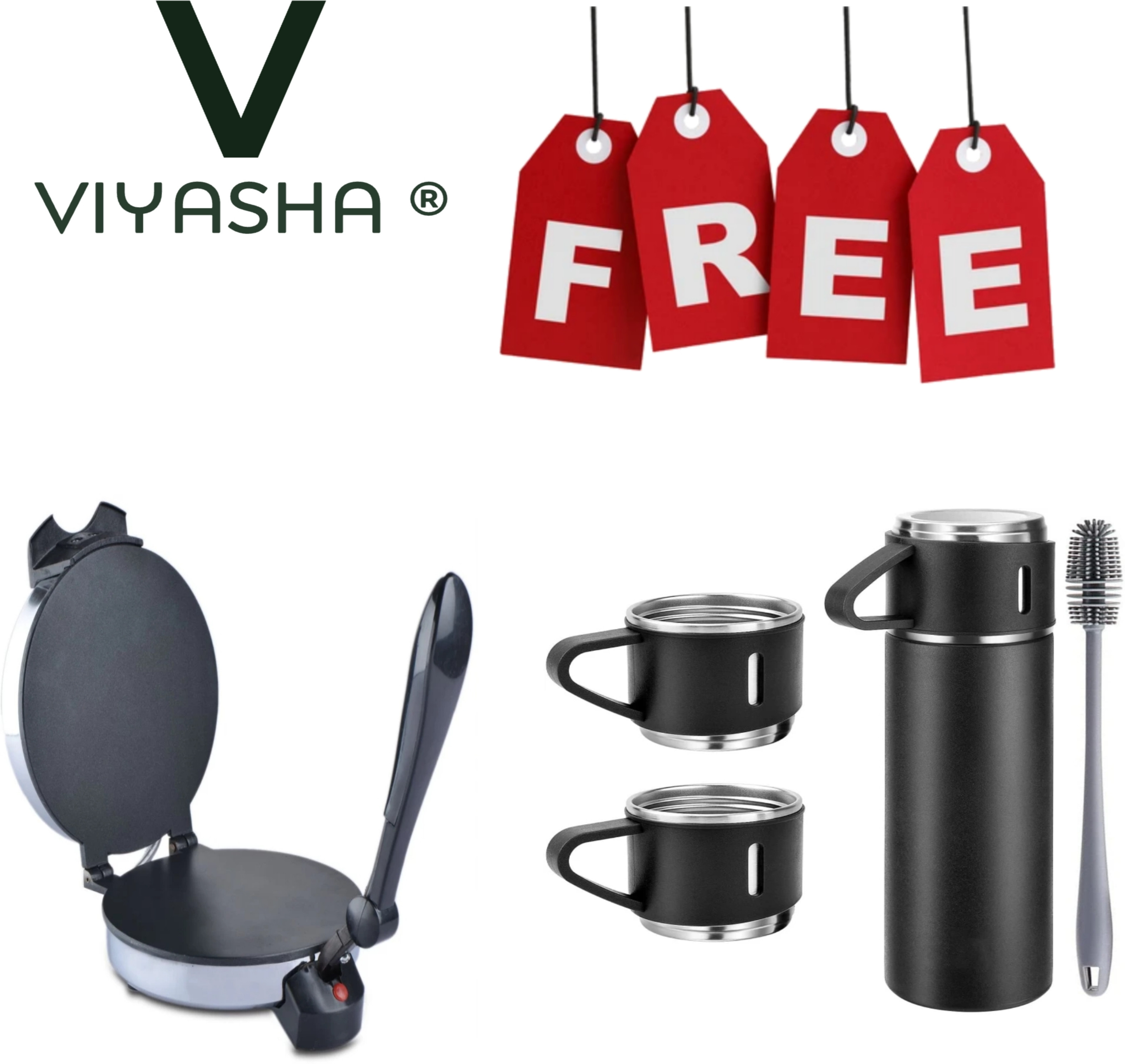 viyasha ®Indian Chapati Roti/Maker Free Bottle Cup set Model WR Roti and Khakra Maker image 1