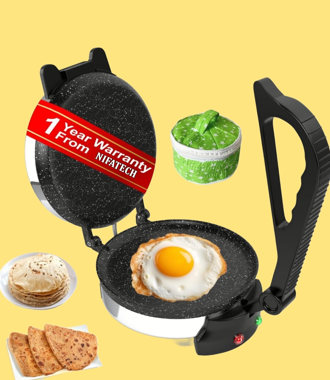 nifa tech ® Electric Automatic Roti Maker Machine with 1100 Watts Roti/Chapati/Paratha RT4 Roti and Khakra Maker image 1