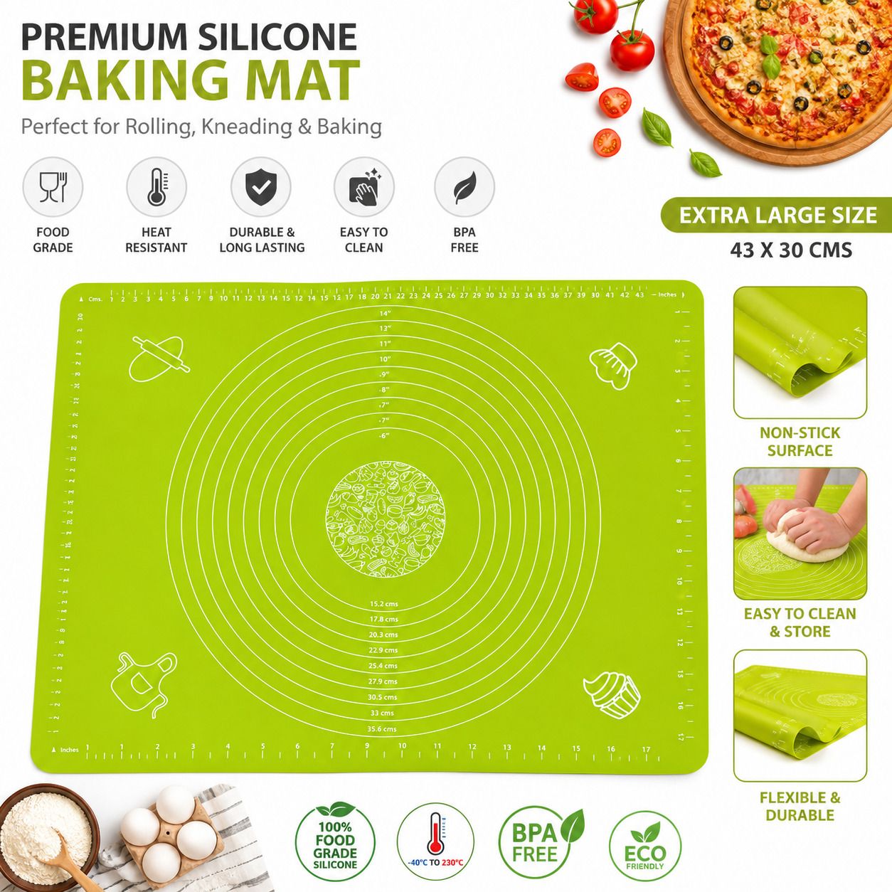 Silicone Roti Mat Green Color Non-Slip Baking Roti and Khakra Maker-image-0