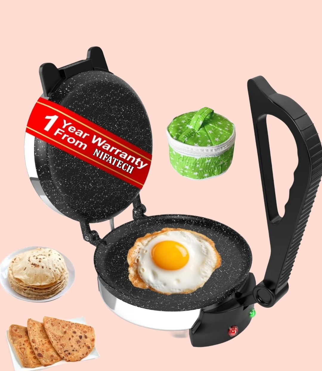 nifa tech ® Electric Automatic Roti Maker Machine with 1100 Watts Roti/Chapati/Paratha RT Roti and Khakra Maker image 1