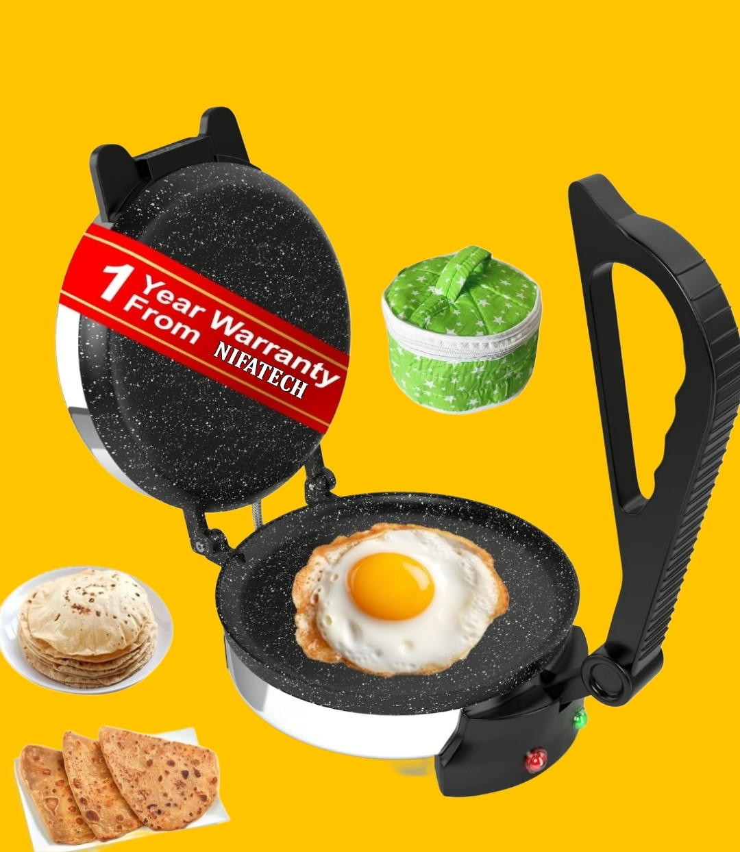 nifa tech ® Electric Automatic Roti Maker Machine with 1100 Watts Roti/Chapati/Paratha RT3 Roti and Khakra Maker image 1