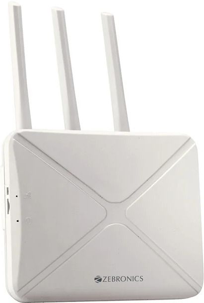ZEBRONICS WiFi and LAN Connectivity|Compatible with 4G/5G Sim Card|High-speed Antenna Router 2.4 GHz 300 Mbps Wifi Speed Quad Band External Antenna Ethernet (Cable Broadband), MiFi (Sim Based)