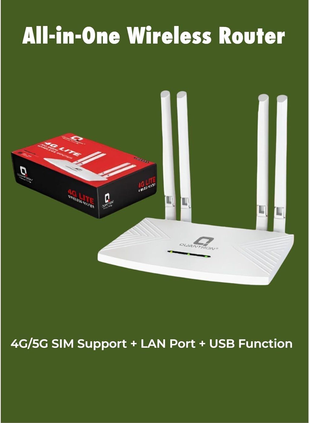 Quantron QWR-4G01, 4G/5G SIM COMPATIBLE WIRLESS SIM ROUTER. 4G Router 2.1 GHz 300 Mbps Wifi Speed Dual Band Internal & External Antenna MiFi (Sim Based)-image-9