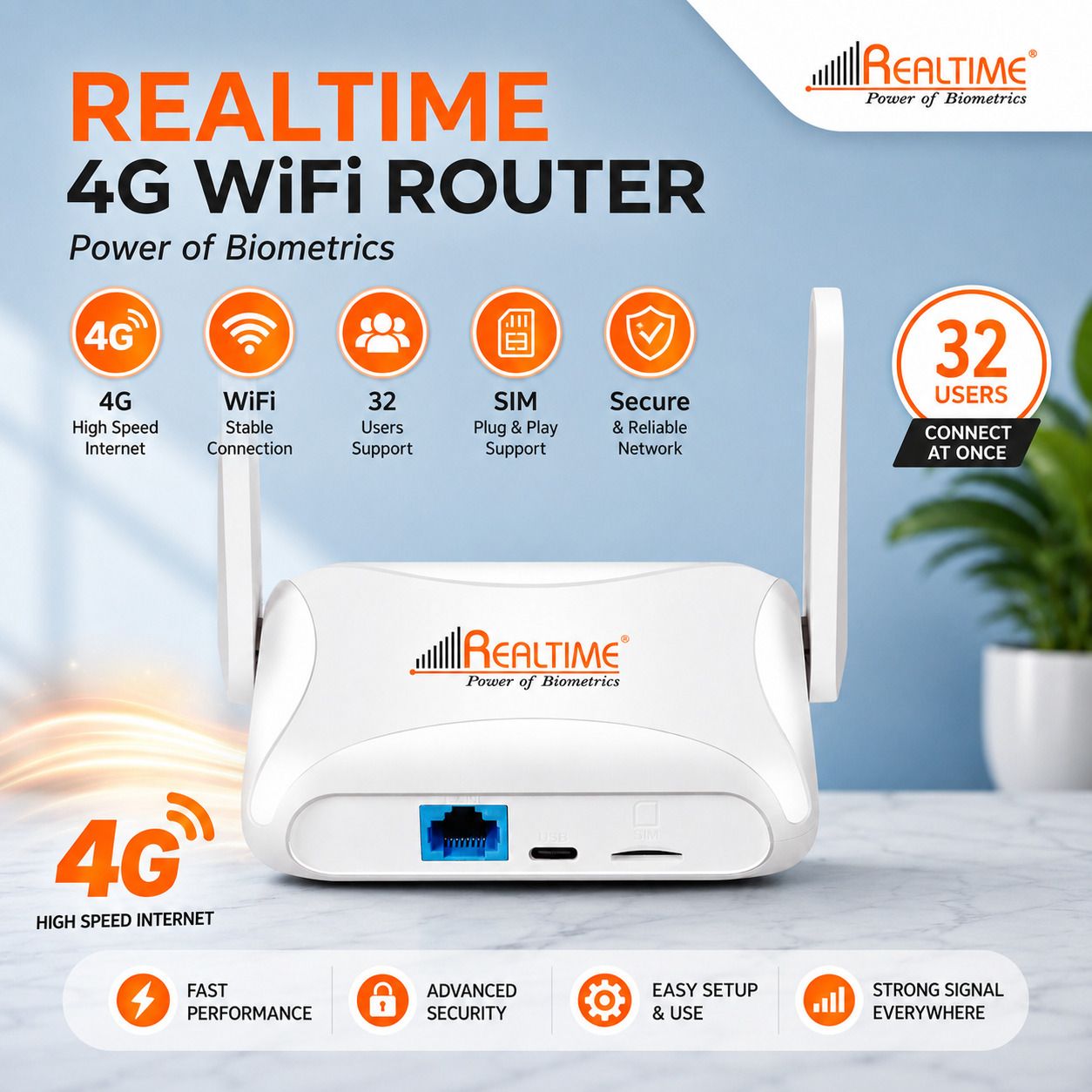 REALTIME Power of Biometrics -- W8+ 5G Industrial Router 4G Router 2.4 GHz 100 Mbps Wifi Speed Single Band External Antenna MiFi (Sim Based)-image-31