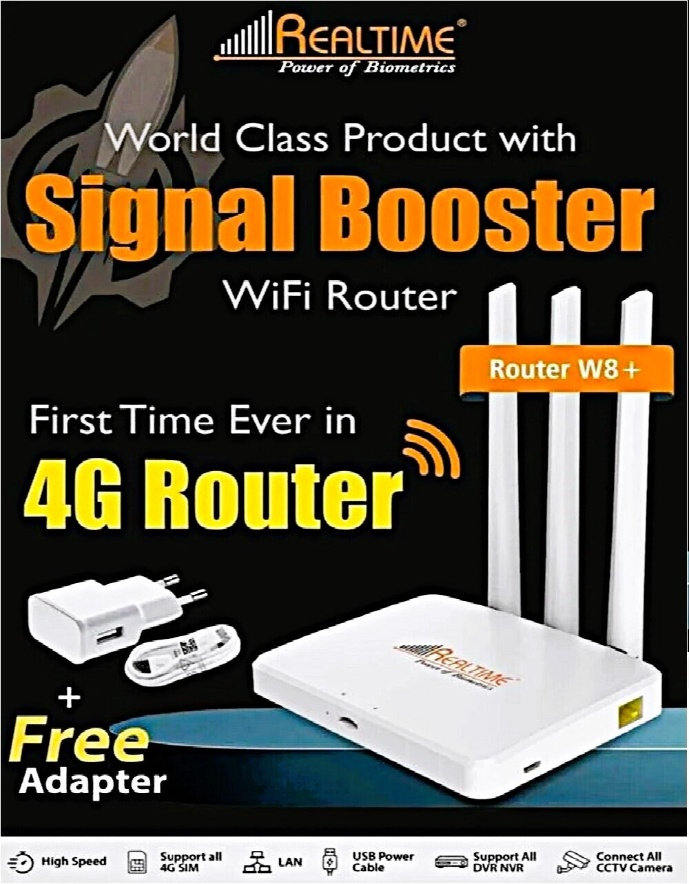 Realtime 5G Router with Free Adapter Router 2.4 GHz 100 Mbps Wifi Speed Single Band External Antenna MiFi (Sim Based) image 1