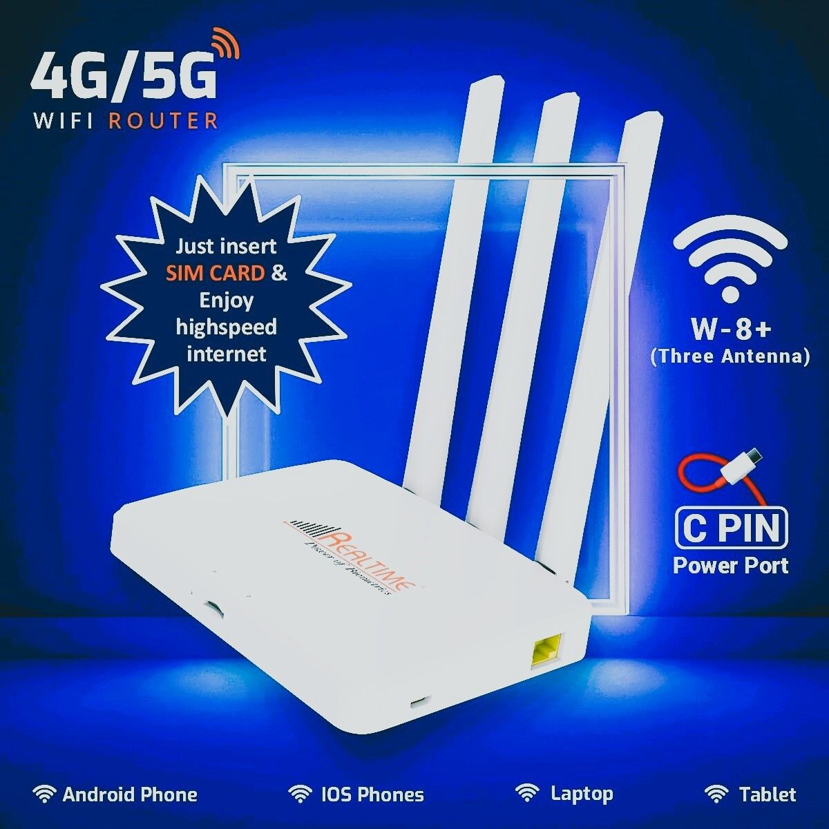 Realtime Three Antenna Router 2.4 GHz 100 Mbps Wifi Speed Single Band Internal & External Antenna MiFi (Sim Based)-image-36
