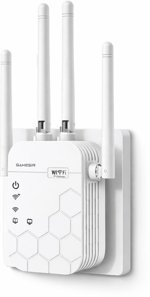 GameSir NetBoost Wi-Fi Extender Up to 300Mbps WiFi Repeaters WiFi Range Extender 2.4 GHz 300 Mbps Wifi Speed Dual Band External Antenna Ethernet (Cable Broadband)