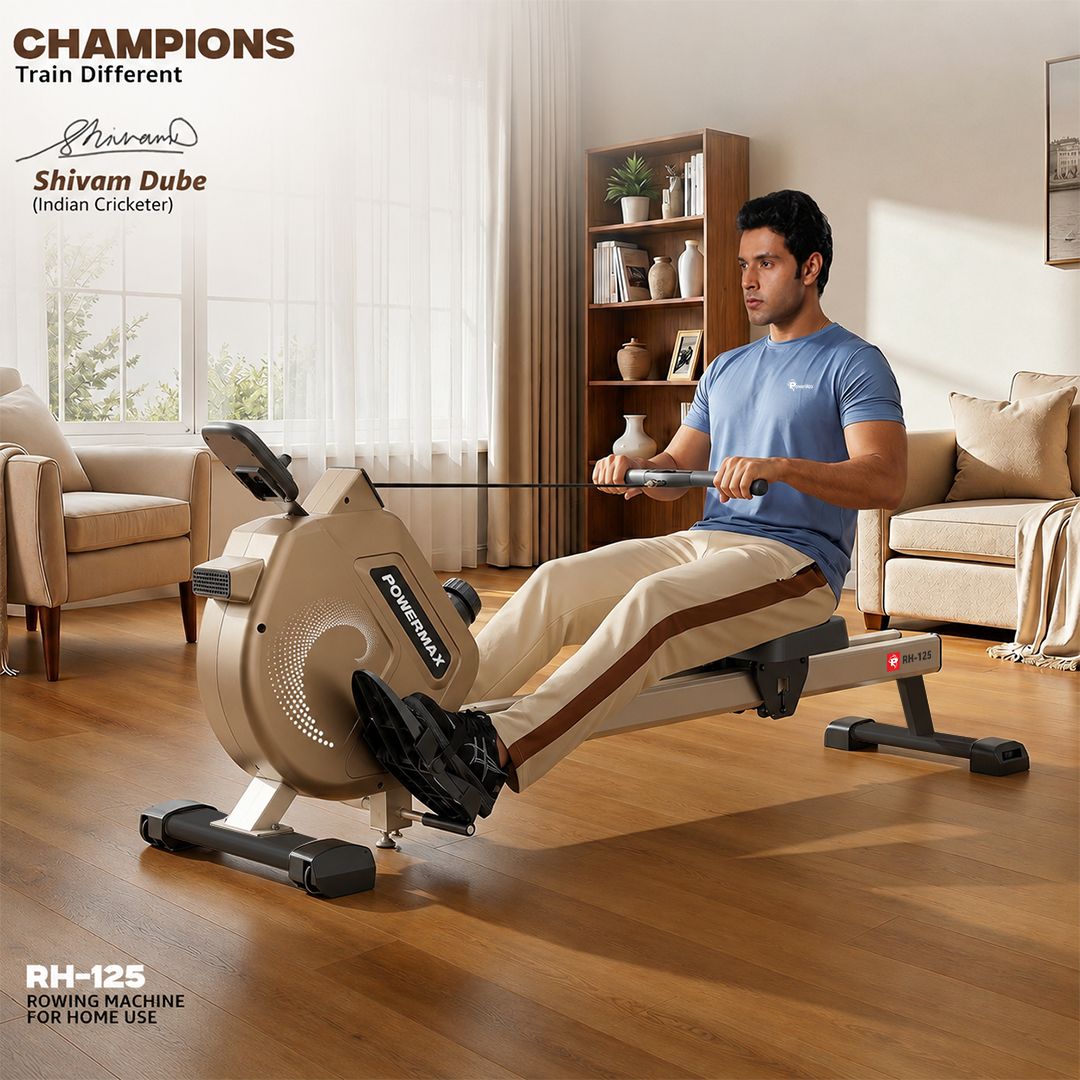 powermax fitness RH-125 for Home Workout with 16-Level Magnetic Resistance & 4KG Flywheel Rowing Machine-picture-17