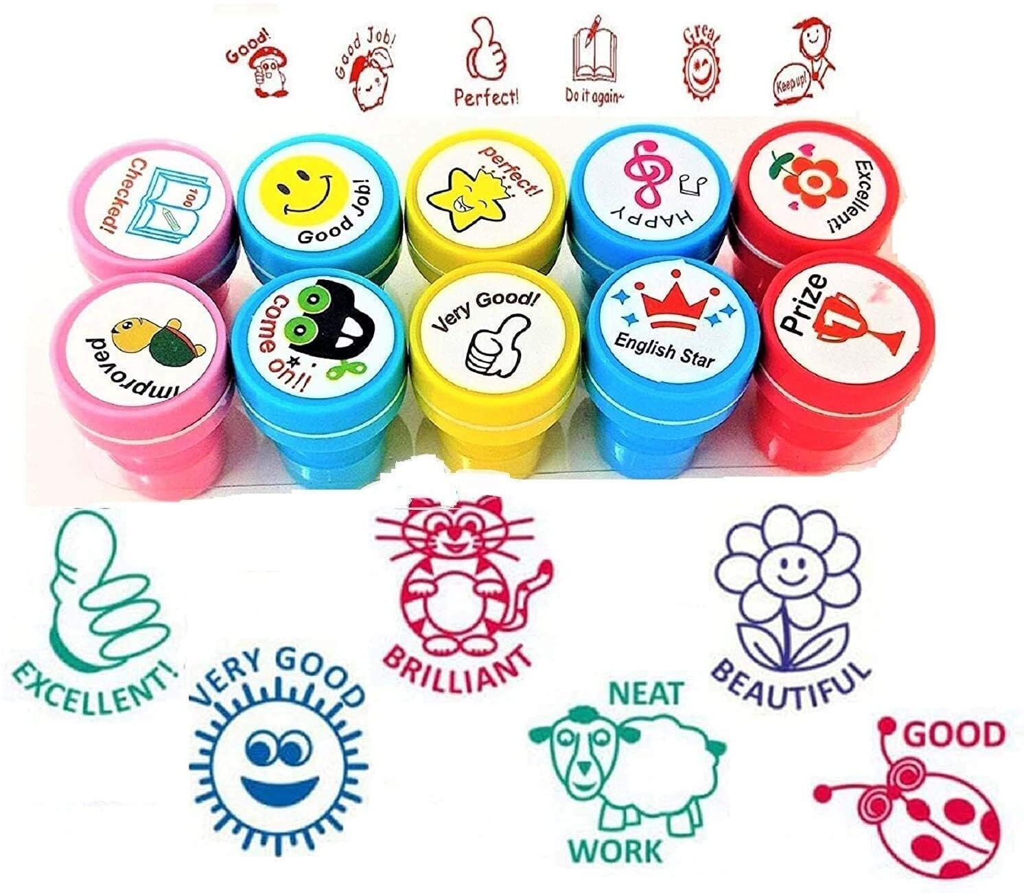 dlmart 10 Pack Motivation Stampe for Kids - Plastic Stamper Toys Art & Craft for School STAMP-picture-25