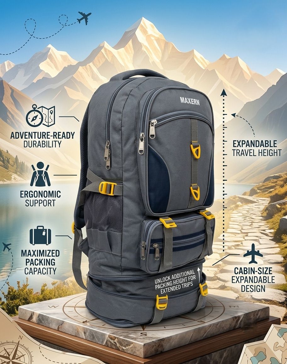 Travel for Outdoor Sport HikiIng bag Waterproof Backpack Rucksack-70 L(Grey) Rucksack - 70 L-image-17