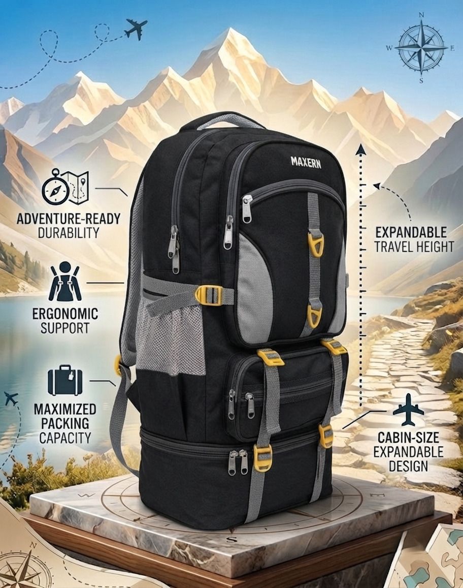 Travel for Outdoor Sport HikiIng bag Waterproof Backpack Rucksack-75 L(Black) Rucksack - 75 L-image-18