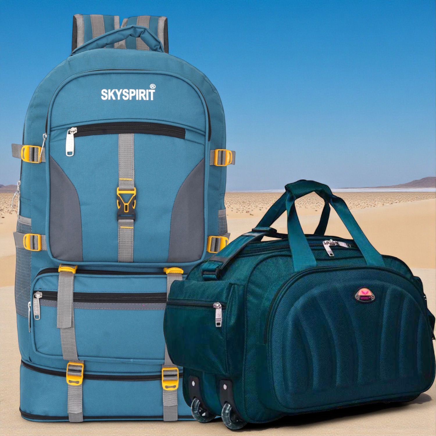 Trekking Backpack & Trolley Duffle Set | Strong Travel Combo Rucksack - 70 L-image-31
