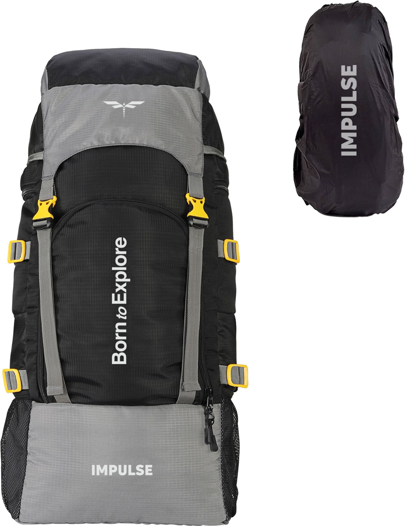 60 Litres Keep Discovering Light Black Waterproof Trekking Hiking Camping Outdoor Camps Luggage Bags Tour Travel Backpack with Rain Cover Rucksack- 60 L