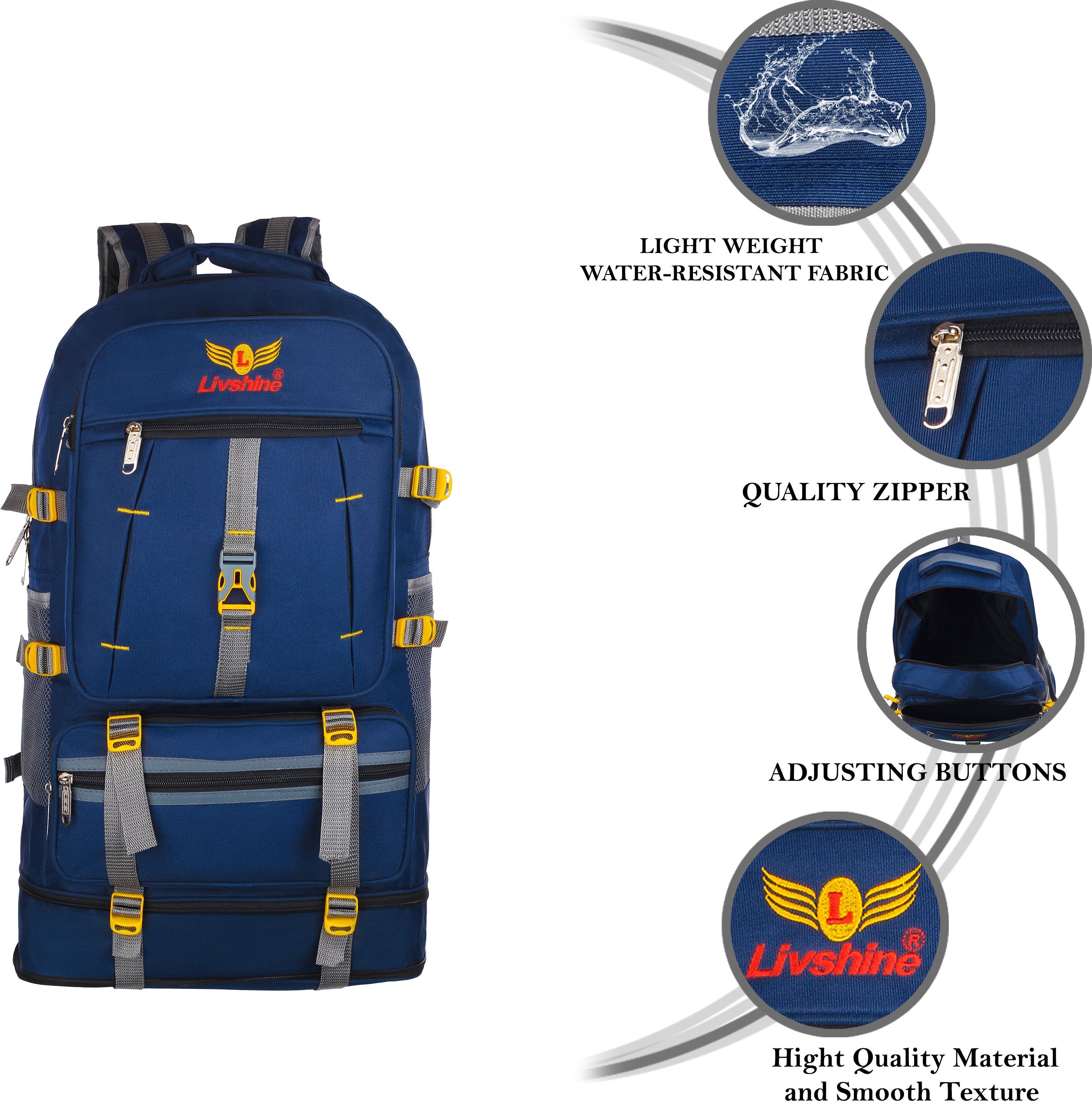Rucksack For Hiking Trekking And Travel - Unisex Rucksack - 55 L (Blue) Rucksack - 55 L-image-48