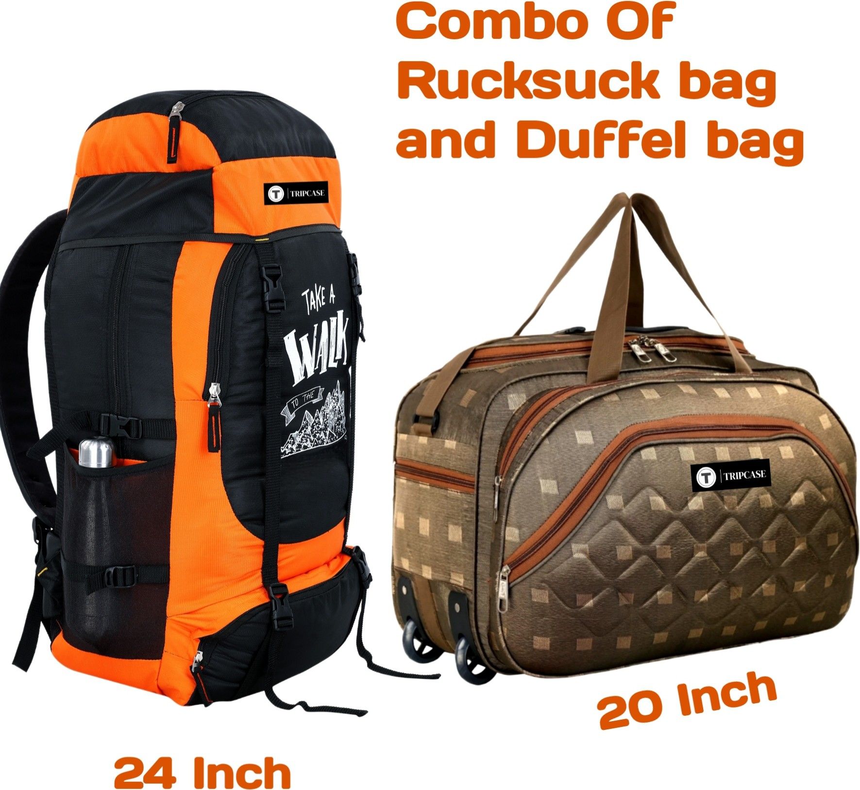 Rucksack and Duffel Bag With Wheels Combo Pack of 2 For men and women Rucksack- 70 L