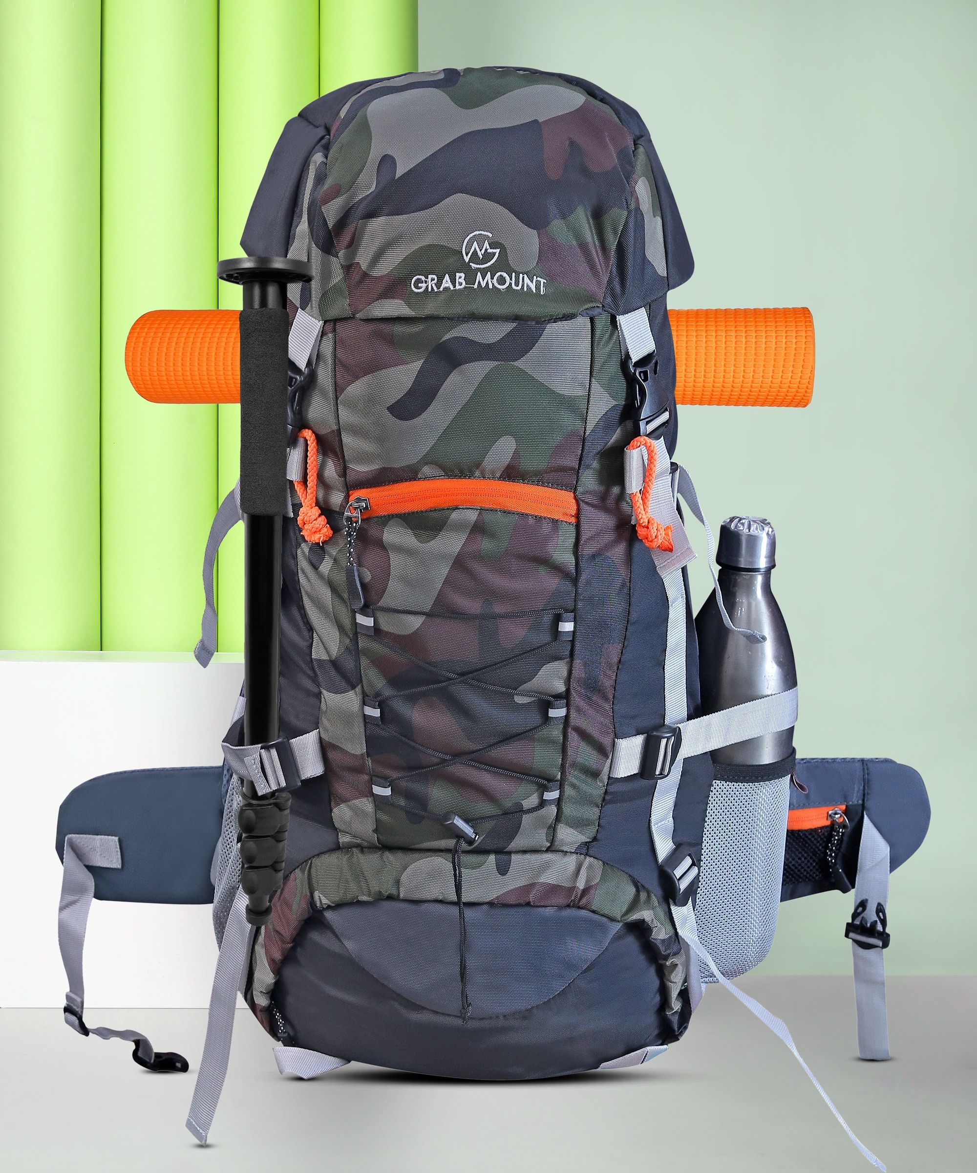 Hiking Bag 65 litres Rucksack Travel Backpack for Adventure Camping Trekking Bag with Rain Cover & Shoes Compartment - Army Rucksack- 65 L-image-29