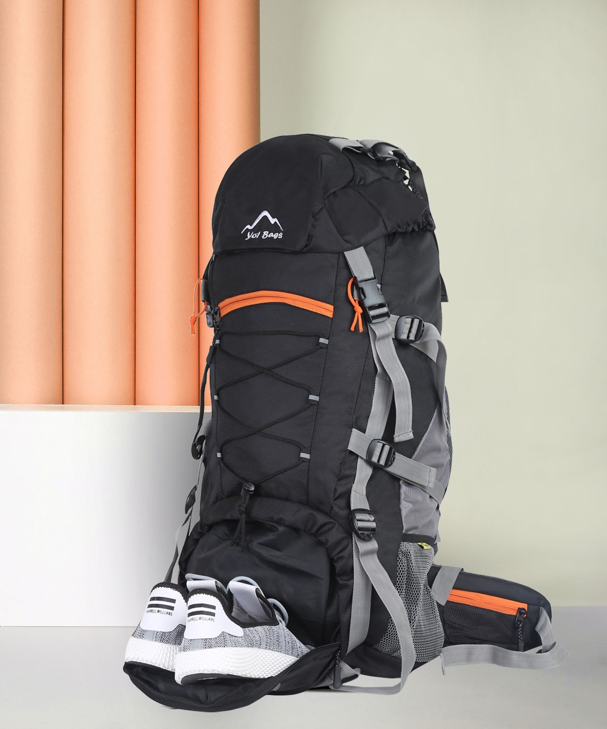 yoi Hiking Bag 70 litres Rucksack Travel Backpack for Adventure Camping Trekking Bag with Rain Cover & Shoes Compartment - BLACK Rucksack- 70 L-picture-24
