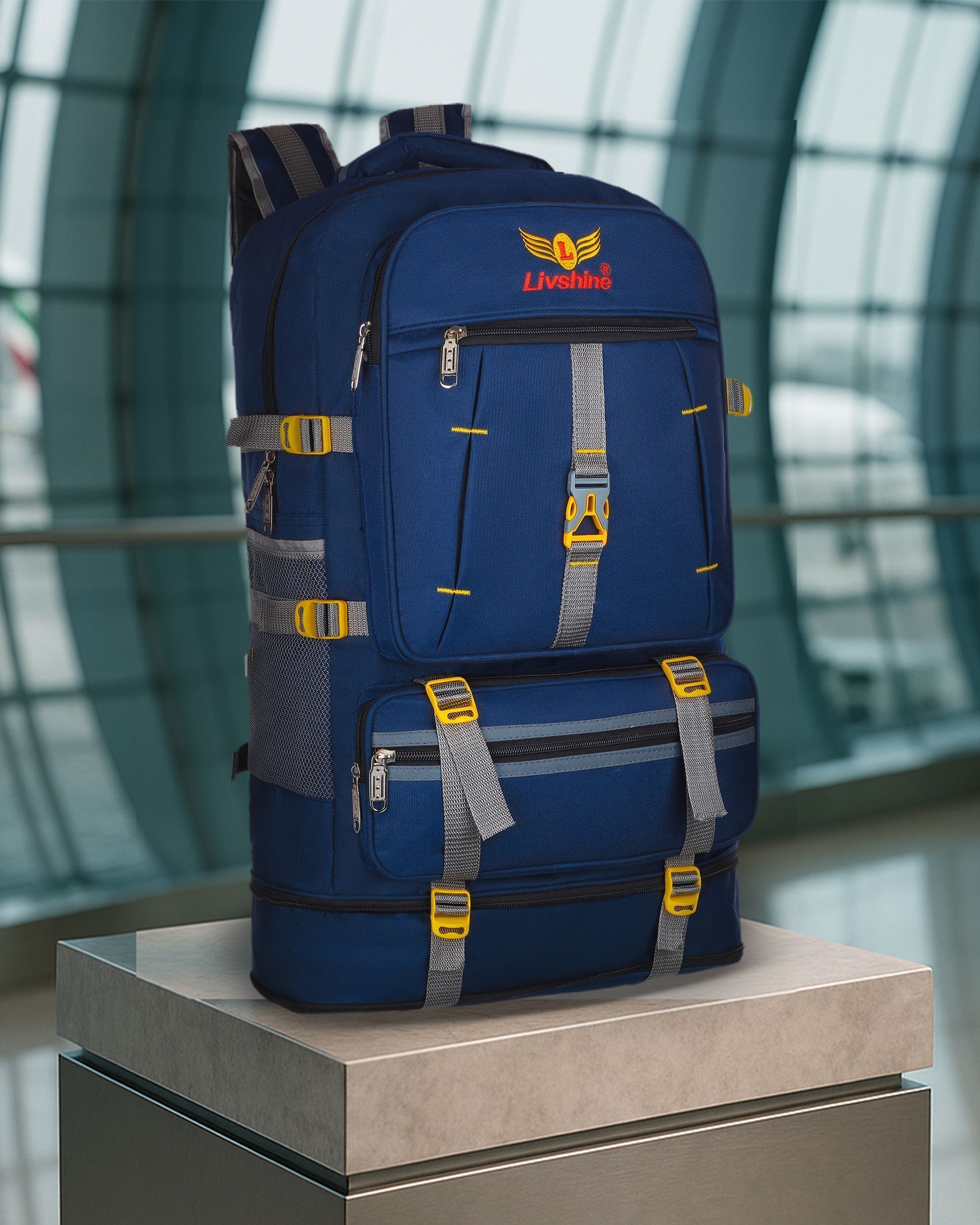 Travel Backpack for Sport Camping Hiking Trekking Bag Rucksack - 60 L (BLUE) Rucksack - 60 L-image-4
