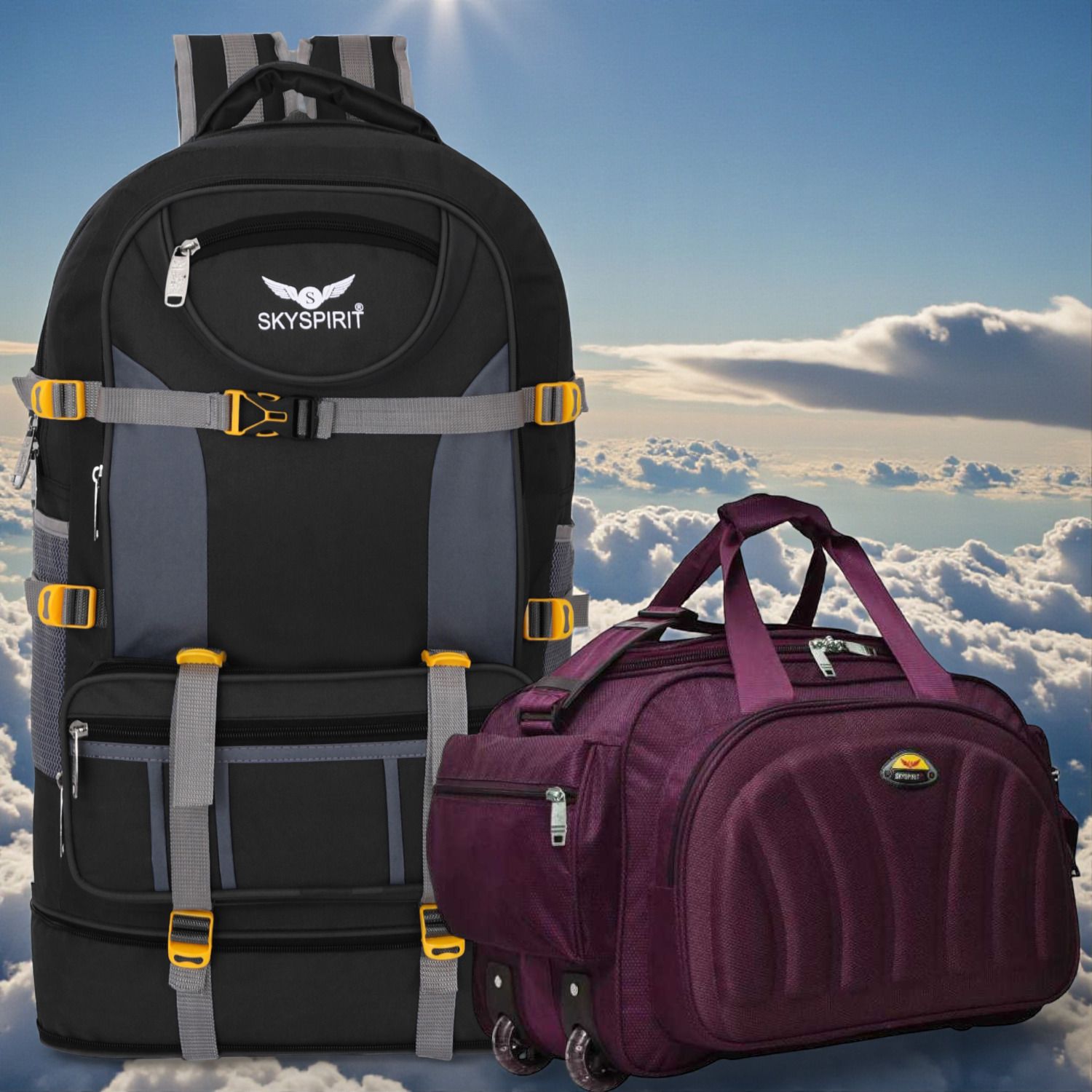 All-in-One Travel Combo Rucksack with Rolling Duffle Bag Pack Of 2 Rucksack - 110 L-image-25