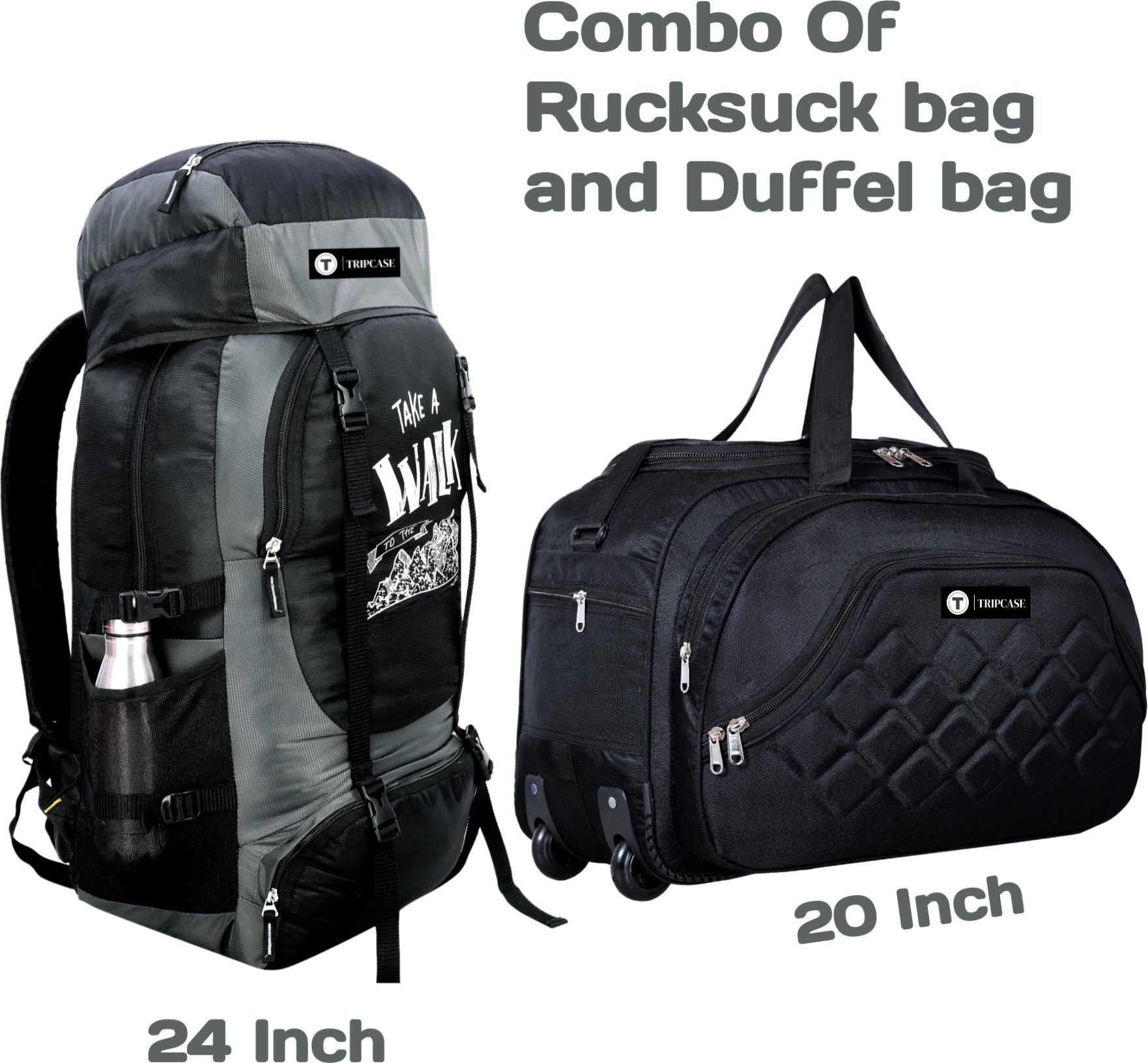 Rucksack and Duffel Bag With Wheels Combo Pack of 2 For men and women Rucksack- 70 L