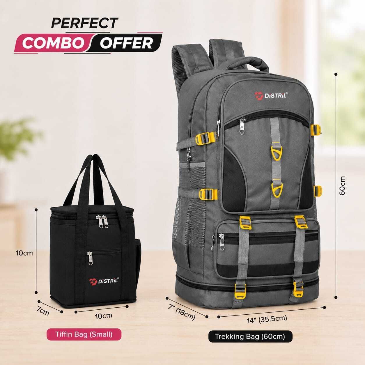 combo travel 1 lagguge bag 1 tiffin bag Rucksack - 75 L-image-25