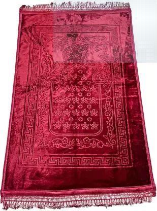 Velvet Prayer Mat (Maroon, Extra Large) Indoor and Outdoor Rug Pad-image-1