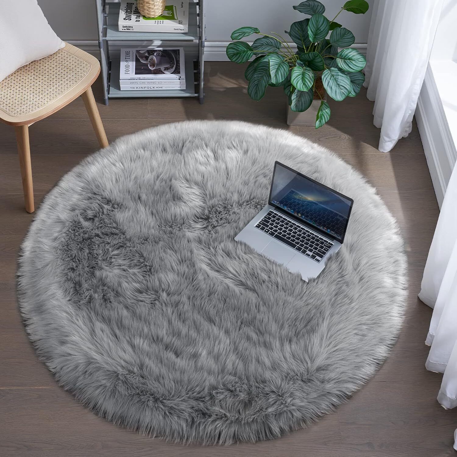 luffy Faux Fur Round Mat Indoor Rug Pad-image-2