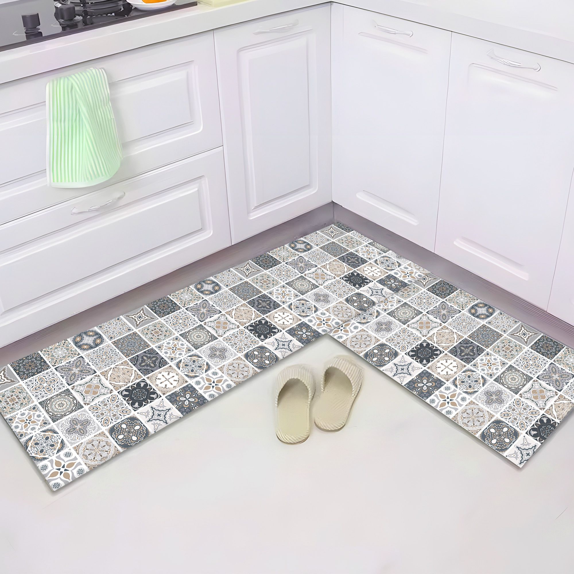 Polyester Non-woven Felt Bathroom Mat (2Pcs - 120*40cm & 60*40cm) Indoor Rug Pad-image-22