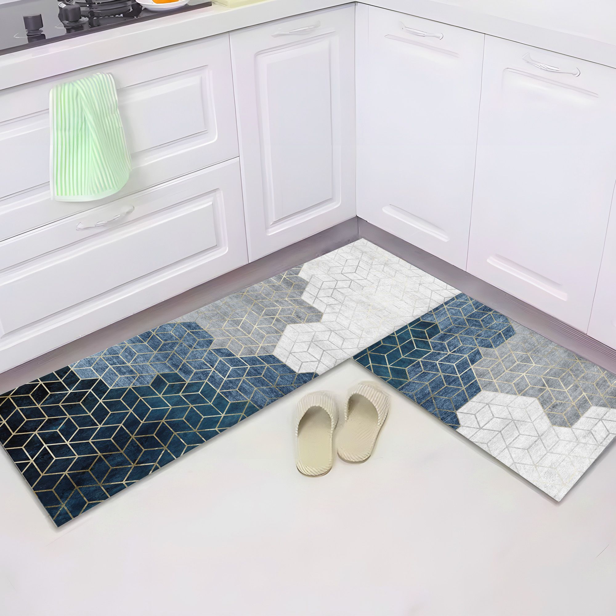 Polyester Non-woven Felt Bathroom Mat (2Pcs - 120*40cm & 60*40cm) Indoor Rug Pad-image-23