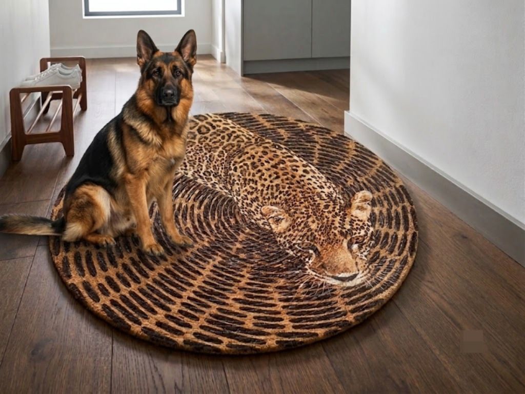shree bala ji floor mats Leopard Print Round Door Mat Indoor and Outdoor Rug Pad-picture-11