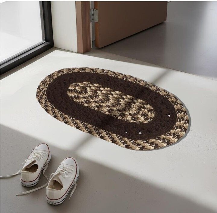Handmade Braided Oval Floor Mat for Home | Anti-Slip,Washable Durable Door Mat Indoor and Outdoor Rug Pad