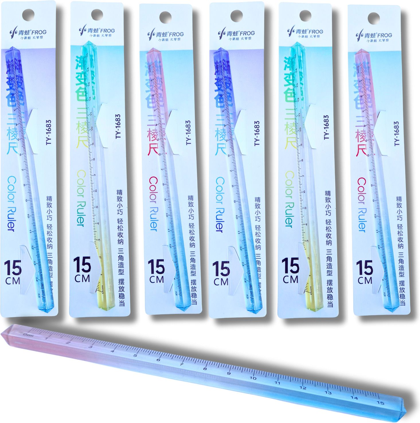 Multicolor 15cm Triangle Shape Scale (Pack of 6) - Fun Plastic Triangular Ruler-image-15