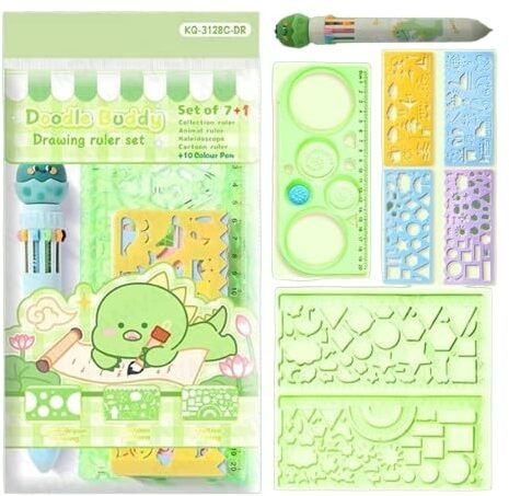 Dinosaur Ruler Cute Creative Doodle Ruler Stationery Set for Kids Ruler-image-10
