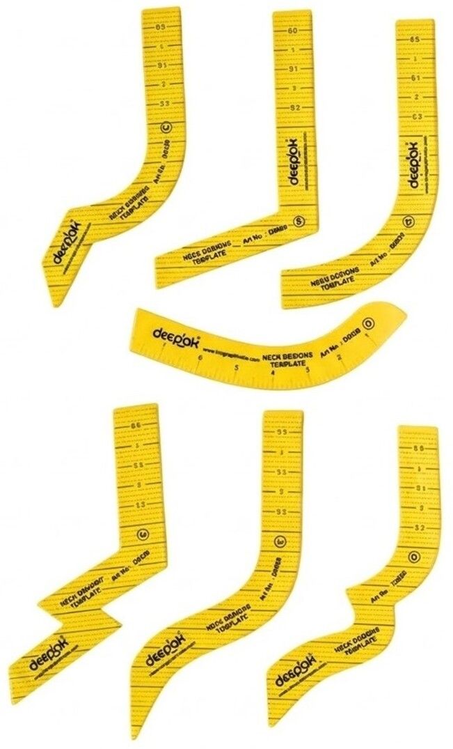prabhas designs 7-Piece Neck Design Template Set for Sewing and Tailoring (ylw) Ruler-picture-26