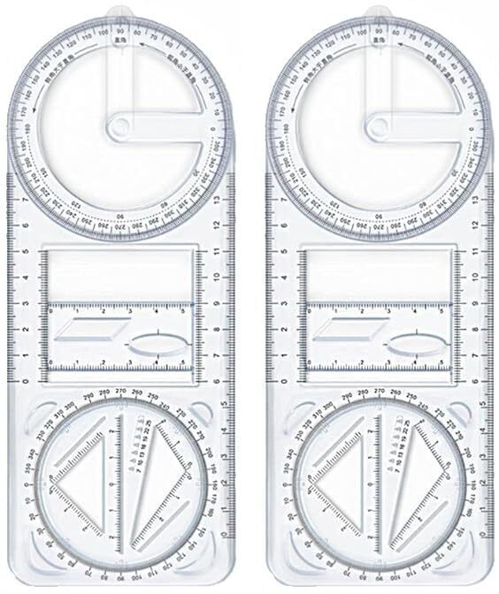Multifunctional Geometric Ruler Student Math Movable Drawing Template Measuring Ruler