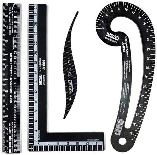 Black 4 Scales (Arm Hole, 30 cm L, straight scale, Designer curve) 4 pcs combo Ruler-image-16