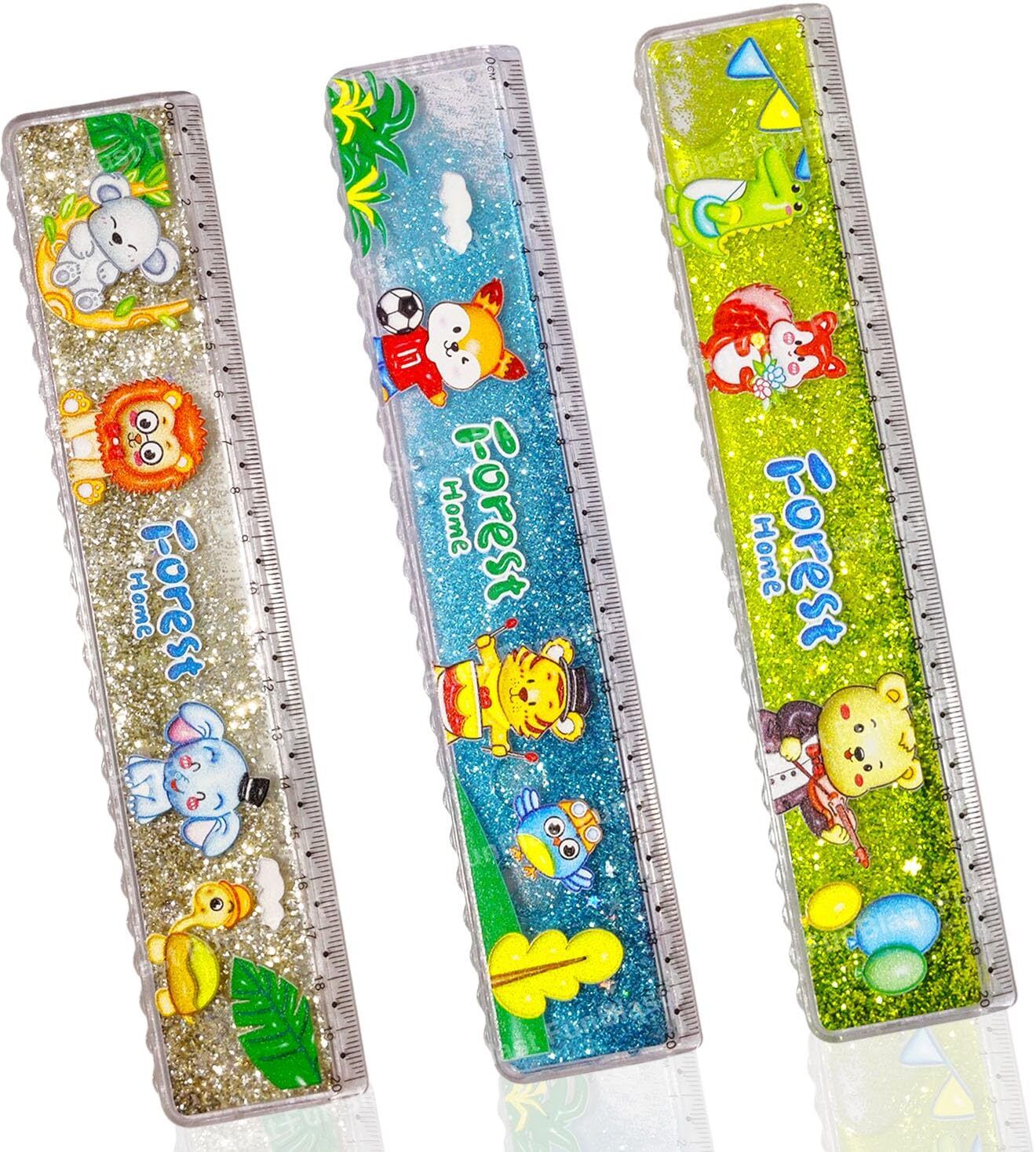 funblast Glitter Scales Ruler Set for Students, Stationery Gifts for Kids, Kawaii Glitter Ruler-picture-33