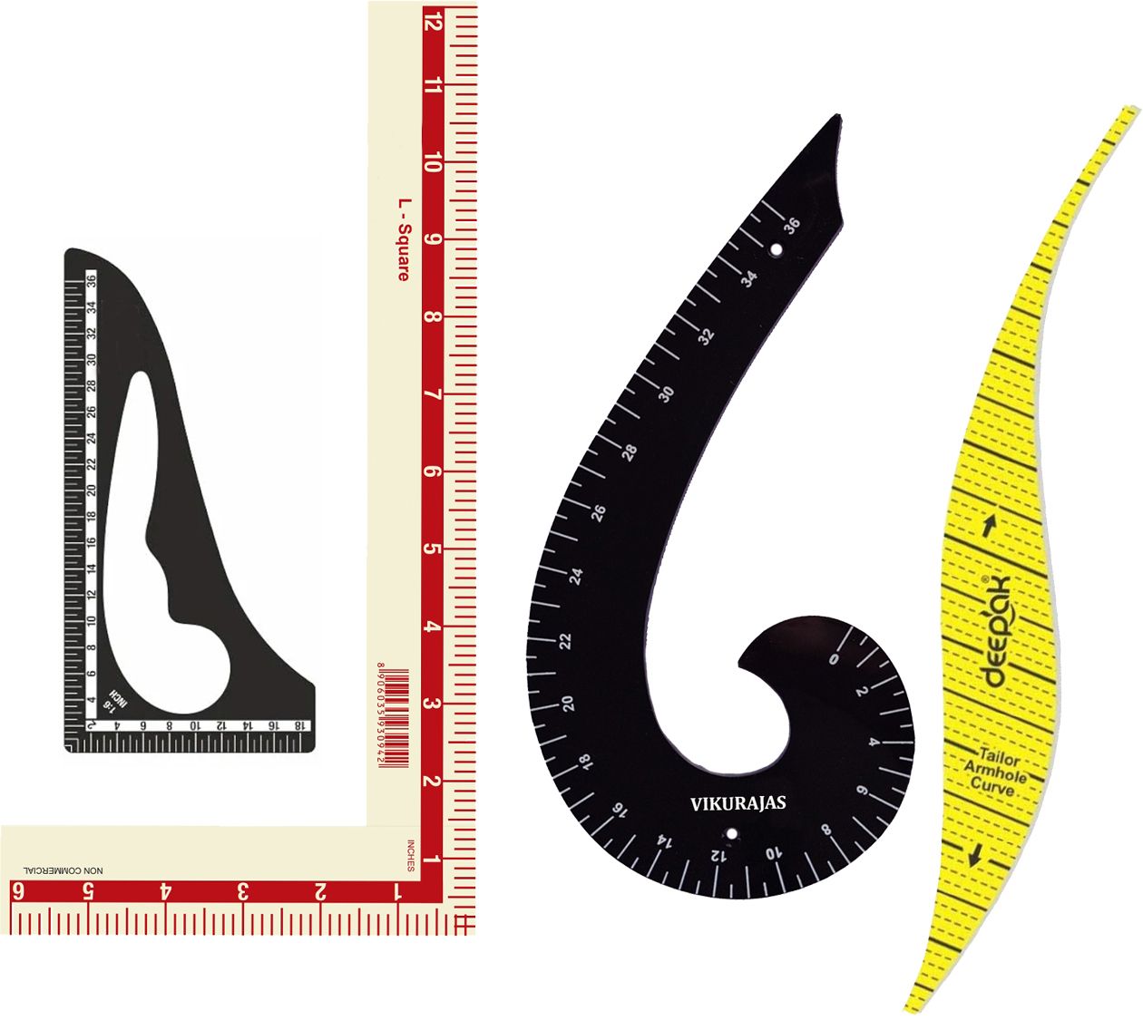 Tailore Sleeve Scale French Curve Designer Triangle and L Square Ruler