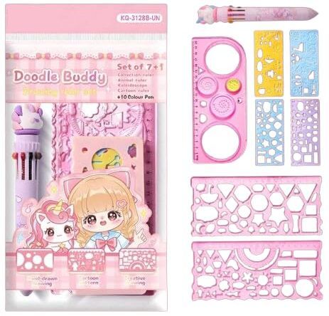 Unicorn Ruler Cute Creative Doodle Ruler Stationery Set for Kids Ruler-image-35
