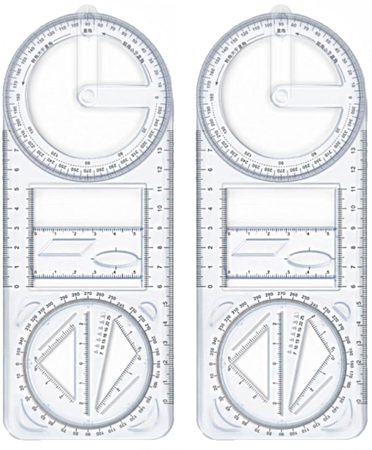 2pcs Math Geometric Ruler Mathematics Drawing Template for Woodworking Ruler-image-5